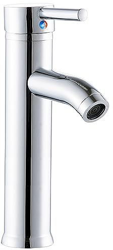 Grifo lavabo alto acero inoxidable monomando agua fria y caliente con mangueras incluidas grifo alto lavabo bañera grifos altos para lavabos grifo lavabo caño alto grifo alto baño grifo baño caño alto