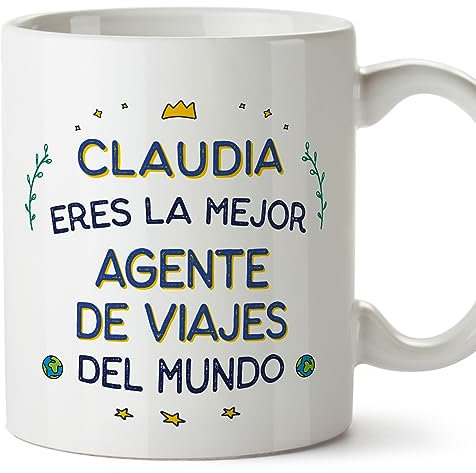 MUGFFINS Tazas Personalizadas para AGENTE DE VIAJES mujer - En Español - Mejor del Mundo - 11 oz / 330 ml - Regalo Personalizable original y divertido