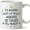 MUGFFINS Tazas Personalizadas para AGENTE DE VIAJES mujer - En Español - Mejor del Mundo - 11 oz / 330 ml - Regalo Personalizable original y divertido