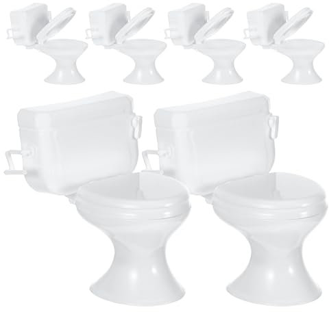 GANAZONO 6pcs Mini Toilet Seat Toy, Ceramic Dollhouse Toilet Bathroom Baby Toilet Toy Tiny Cake Topper Dollhouse Mini Bathroom Furniture Dollhouse Accessories