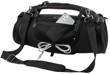 Szaerfa Reisetasche für JBL Boombox 3 - tragbarer Bluetooth-Lautsprecher, mit Handytasche, Schulterriemen mit Zwei seitlichen Abdeckungen, Schutzhülle, Zubehör (schwarz)
