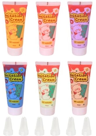 LOVIVER 6x Simulation Whipped Cream Glue Set Cream Clay Glues Crafting Assorted Color 50G Handmade DIY Phone Case for Mirror Hair Bow, C