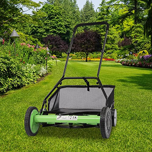 Cortacésped manual de 20 pulgadas con cesta de recolección, cortacésped de husillo, cortacésped manual, 50,8 cm de ancho de corte, hasta 500 m², altura de corte de 34-64 mm