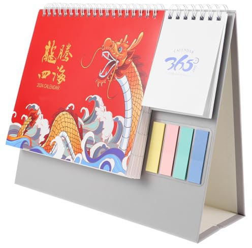 Operitacx Chinesischer Mond-Tischkalender 2024 Chinesischer Traditioneller Tischkalender Chinesischer Mondjahr-Des-Drachen-Kalender Für Tagesplaner