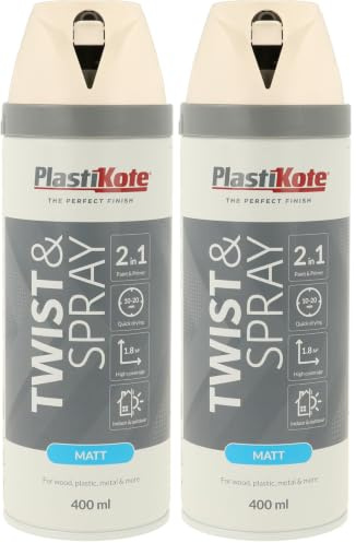 Plasti-kote 22101 400ml Premium Spray Paint Satin - White,Package may vary (Pack of 2)