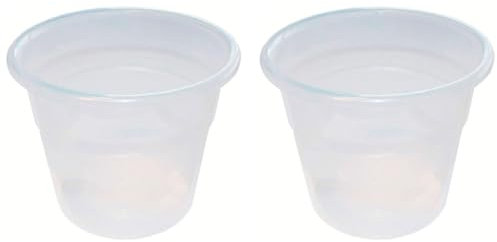 Acan Tradineur - Pack de 2 macetas Redondas de plástico Transparente, Tiesto, macetero, Recipiente para Plantas, Flores, balcón, terraza, hogar, Interior o Exterior, 24 x 20 cm