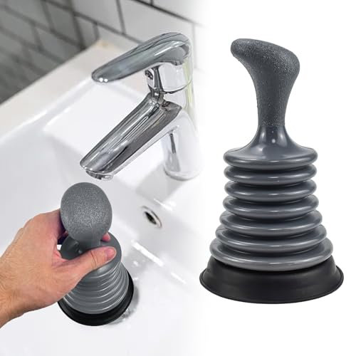 LANSKYLAN Émbolo de Desagüe Desatascador para Fregadero Desatascador de Drenaje Desatascador de Desagüe Desatascador de Mano Desastascador Manual para Baño Cocina Fregadero Bañera (Gris)