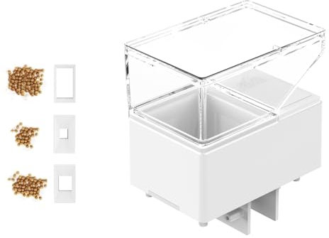 UKSUNVI Automatischer Fisch-Futterspender für Aquarium, Urlaubs-Fisch-Futterstation, mehrere zeitgesteuerte Fütterungsmodi, stumm, 500 ml großes Fassungsvermögen, mit Digitalanzeige,
