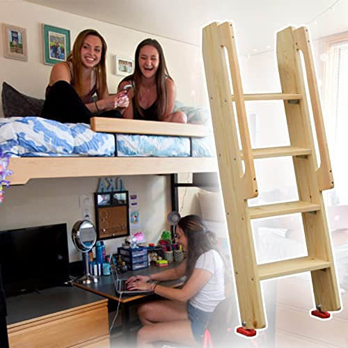 ZCFXIFGF Wohnmobil-Etagenleiter mit Handläufen, Sicherheits-Hochbett aus Holz, doppelseitige Leitern für Studentenwohnheime, robuste Campingbettleiter für Kinder, Erwachsene, universell (Größe: 4 STU