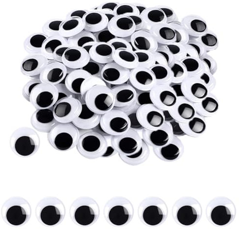 100 Stück Selbstklebende Wackelaugen, 25mm Kulleraugen Selbstklebend, Kunststoff Augen zum Basteln,Puppe Augen, Schwarze Wackelaugen, Bastelaugen, Wiggle Googly eyes für DIY Kunsthandwerk Dekoration