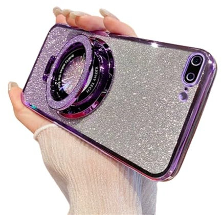 QIWEIQING Kompatibel mit iPhone 6S Plus Glitzer Hülle Kompatibel mit Ma-gsafe, Strass Bling Diamant Schutzhülle Ring Kameraschutz Silikon Schutzhülle für iPhone 6 Plus / 7 Plus.Purple DS