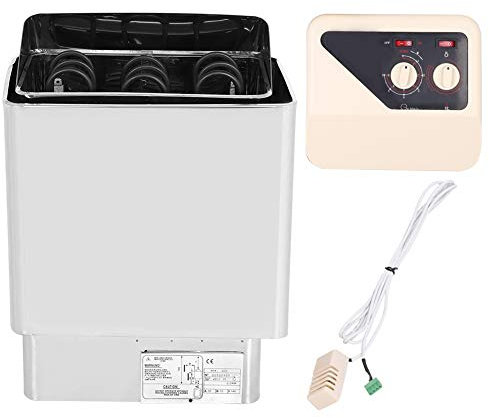 Vikye Chauffage de Sauna, Chauffage de Salle de Bain en Acier Inoxydable 6 KW 220-380 V, Contrôle Externe, Chauffage de Sauna pour Appartements, Hôtels, Piscines Intérieures, Saunas,