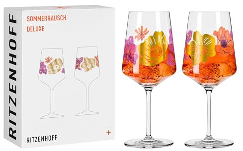 RITZENHOFF 2841019 Aperitif-Glas Sprizz 2er-Set 500 ml - Serie Sommerrausch Deluxe mit bunter Collage - Made in Germany