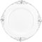 Lot de 25 assiettes à salade rondes en plastique blanc noir rose baroque 19 cm ou assiettes en plastique réutilisables avec feuille gaufrée et bord doré (argenté, 26 cm)