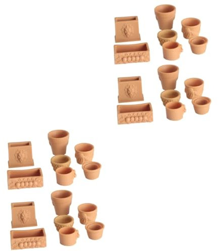 Gogogmee 28 Piezas Mini Maceta De Simulación Jarrón De De Muñecas Accesorios De Jardín De Hadas Adornos De Flores Pequeñas Mini Ollas De Barro Decoración Botánica Macetas Resina