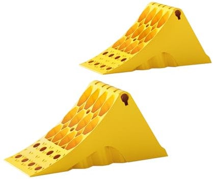 Wiltec Cunei fermaruota, Set di 2 Cunei per Ruote, capacità 6,5 t/Coppia, per autocarri e rimorchi, con Piastra dentellata in Metallo