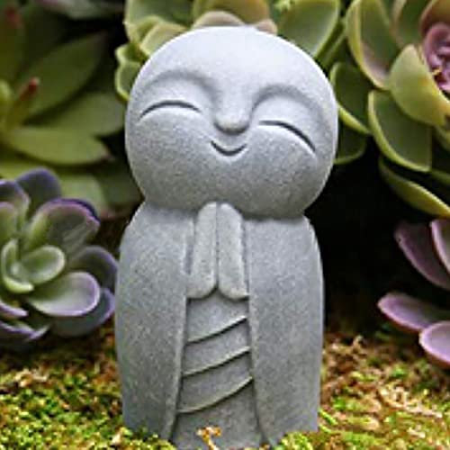 CBPNEISEK Jizo-Statue, Buddha-Statuen, Gartenskulpturen, niedliche lächelnde und Betende Jizo-Mönchsstatue, Außendekoration, perfekt for den Hausgarten/1416