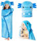 Blau Axolotl Blanket mit Hoodie, Flanell Kuscheldecke Flauschig, Tragbare Decke Sofadecke mit Hut und Handschuhen, Axolotl Geschenke für Frauen, Süße Axolotl Blanket für Freundin Frauen Schwester Mama