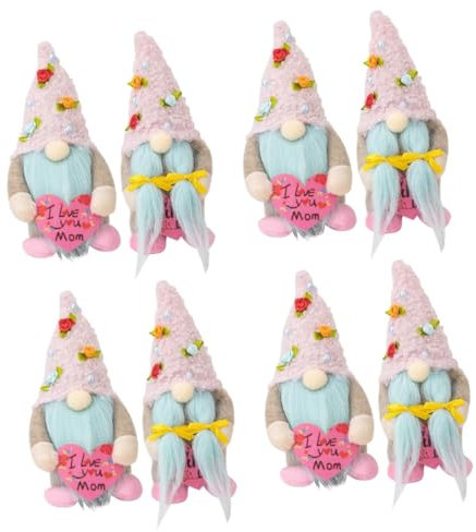 PRETYZOOM 8 Stück Muttertags Zwerg Ornamente Rosa Dekorationen Hübscher Zwerg Tischdekoration Muttertags Zwerge Zwerg Ornamente Muttertagsdekorationen Ausgestopfte Zwerg Puppe Zwerg