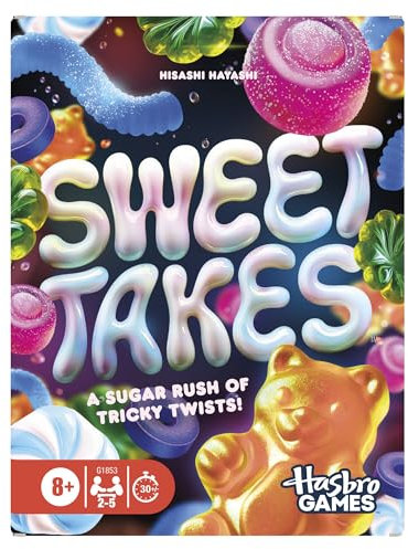 Hasbro Gaming Sweet Takes Spiel, Familien-Kartenspiel mit Süßigkeiten-Thema für Kinder, Jugendliche und Erwachsene, 2 bis 5 Spieler, 30 Minuten, lustige Sommeraktivitäten, Urlaubsreisen, ab 8 Jahren