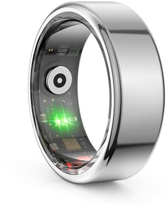 Smart Ring Smartringe für Herren und Damen Smart Ring Android Fitness Ring Tracker Schrittzähler Schlafmonitor Herzfrequenzmessung Gesundheitsüberwachung Aktivitätstracker (Silber, #12-21.4mm)