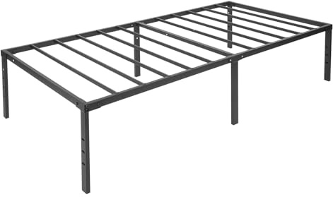 High Bed Frame with 18-inch Raised Bottom, Foldable Design Platform Bed Frame, 74.5*37.5*18in Metal High Platform Bed Frame for Bedrooms, Guest Rooms, Dormitories, Apartments, 660lbs Load Bearing