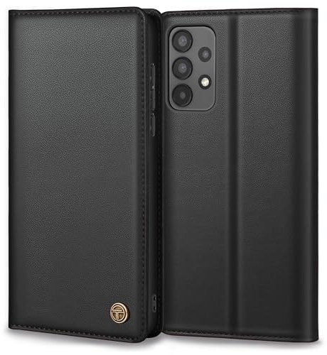 Thorhülle Premium Lederhülle Schutzhülle Tasche für Samsung Galaxy A13 4G/5G A04S, Schwarz, Schmale Passform, Standfunktion, RFID-Schutz, Klappbar Flip Case