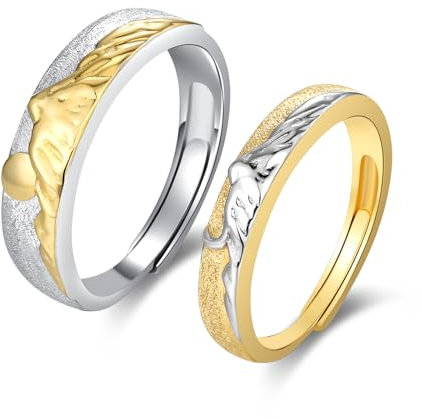 CUOKA MIRACLE Paar Ringe Set Gebirge Ring 925 Silber Verstellbare Partnerringe für Sie und Ihn Sonne Mond Versprechensring Paar Valentinstags Geschenke Ring Paar für Damen Frauen Ehefrau Trauringe