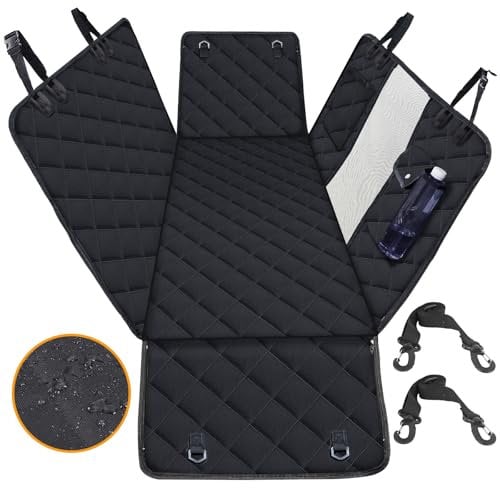 DPWEION Dog Car Seat Cover with Mesh Window & Side Protection,100% Waterproof Nonslip Durable Back Seat Dogs Hammock for Cars/Trucks/SUV,Scratchproof Backseat Protector(Universal Size,137 x 148cm)