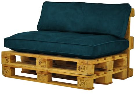 Friderik Palettenkissen – Kissenset 1+1 für Palettenmöbel 120 cm, Material Salvador (11 Petrol)