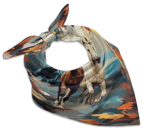 QMNRTK Pferde als Hintergrund, Seidentuch, Kopftuch, Seidenschal für Damen, Satin-Schal, Seiden-Kopftuch, Seidenhaar, Stil:, 18x18
