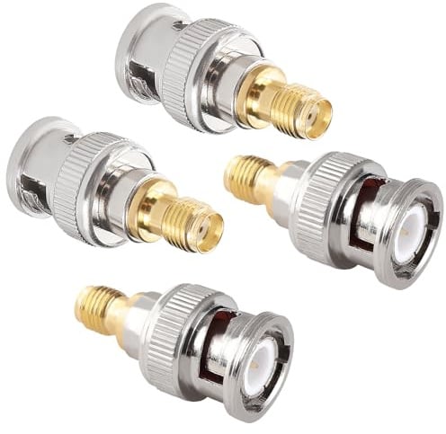 KUOQIY 4 Stücke BNC Stecker zu SMA Buchse Koax-Adapter, BNC zu SMA Anschluss, für WLAN Antennenverlängerungskabel