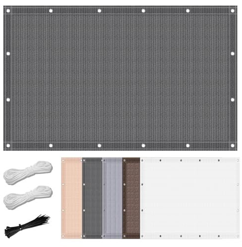 Toile Ombrage 1.5 x 2 m Coupe-Vent et Perméable à l'eau Rideau de Soleil avec Œillets avec Cordes et Serre-Câbles pour Serre/Jardin/Pergola/Patio Lawn, Gris Foncé