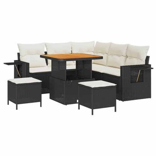 vidaXL Gartensofa-Set 8 STK. Schwarz Poly-Rattan