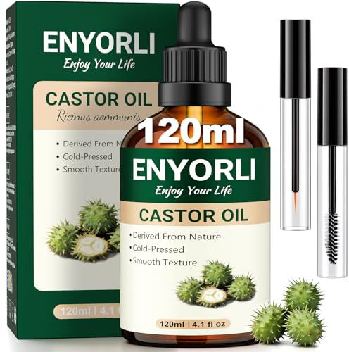 ENYORLI Kaltgepresstes Rizinusöl 120ml - Kaltgepresst - für Haare, Bart, Wimpern, Augenbrauen, Haut, Gesicht