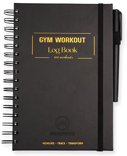 MeasureWiz Gym Workout Log Book - A5 Hardback Fitness & Exercise Planner with Thick Paper - Weight Loss Journal, Gym Diary & Workout Tracker to Set Goals & Track Progress
