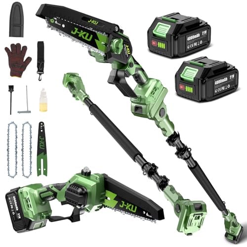 Cordless Pole Saws for Tree Trimming: 6 Inch Mini Chainsaw Electric with Extension Pole, 2x4000mAh Batteries, 21V Brushless Pole Saw Battery Powered Tree Trimmer 16 Ft Reach Limb Branch Cutter Pruner