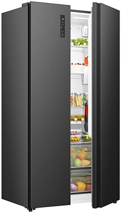 Hisense PureFlat American Fridge Freezer - Black Stainless Steel - D Rated