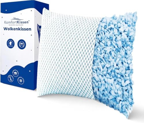 MKS Kopfkissen 60x60 – Ergonomisches Wolkenkissen für Entspannung – Weiches Kissen für Rücken-, Seiten- & Bauchschläfer – Memory Foam Kissen 60x60 mit kühlendem Gel für besseren Schlaf - Schlafkissen