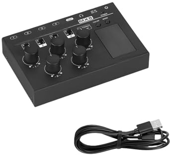 Mixer audio stereo professionale MX5 a basso rumore a 4 canali, piccolo canale singolo, 6,35 mm/3,5 mm per club/studio/home theater suono dal vivo con display a LED