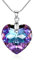 Crystalline Azuria Liebe Herz Kristalle Lila Halskette Anhänger 18 kt Weiß Vergoldet für Damen 45 cm