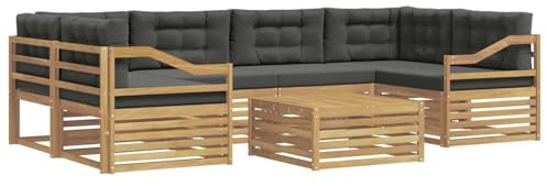 vidaXL Outdoor-Sofagarnitur 7 pcs Weiß und Anthrazit Polyester, Gemütliches Outdoor-Set, modernes Lounge-Möbel, Garten-Sofa, tolle Terrassen-Sitzgelegenheit