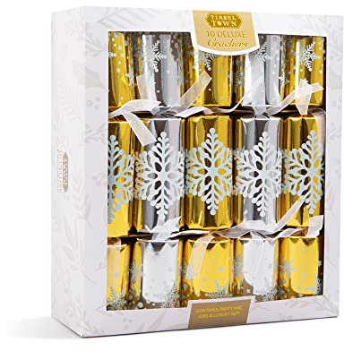 Online Street Classic Christmas Party Crackers for loved ones | Birthday Party Crackers | Luxury Christmas Party Crackers | Multicolour (Deluxe Crackers-SnowFlakes)