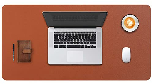 DOBAOJIA Große Schreibtischunterlage, Schreibtischmatte, Desk Pad, Schreibtischschutz, Schreibblock, für Laptop/Tastatur/Maus, PU Leder Wasserdicht + Wildleder Rutschfest 80 x 40cm (Braun)
