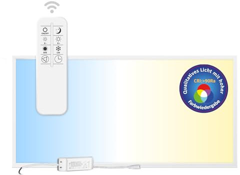 LECOM LED Panel 120x60 Dimmbar - Deckenleuchte 60 W mit Fernbedienung CCT CRI 90 Einbauleuchte für Rasterdecke Rechteckig