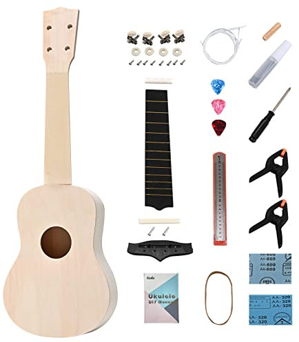 LIEKE Ukulelen-Set zum Selbermachen, mit Montageanleitung (evtl. nicht in deutscher Sprache) und allem Zubehör, bauen Sie Ihr eigenes Ukuleleninstrument