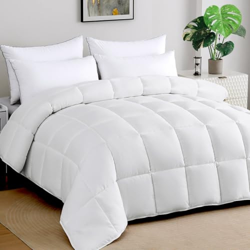 STWIENER Soft Super Oversized King Comforter 120x120 - Cloud Soft Marshmallow Puff Lightweight Quilted Down Alternative, Fluffy Breathable Microfiber Duvet Insert w/8 Tabs, All Season, White