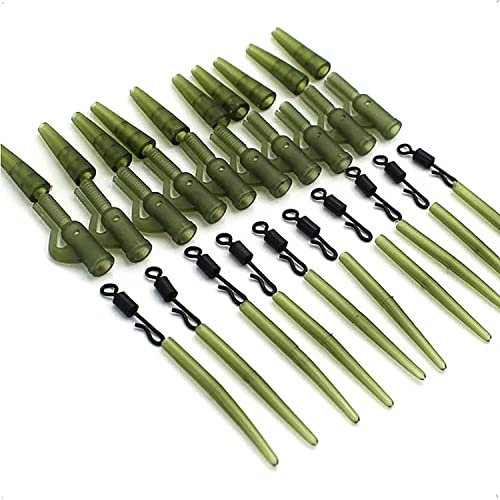 10 Stück Safety Lead Clips Angelzubehör Karpfen bestehend aus Sicherheits Clips, Swivel Sleeves, Anti Tangle, Schnell Wechselwirbel für Angel Blei insgesamt 40 Teile