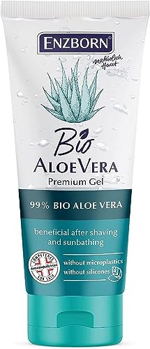Enzborn Bio Aloe Vera Gel 200 ml | Vorratsgröße | 99% Bio Aloe Vera | Feuchtigkeitsspendend | Lindernd bei Sonnenbrand | 200 ml