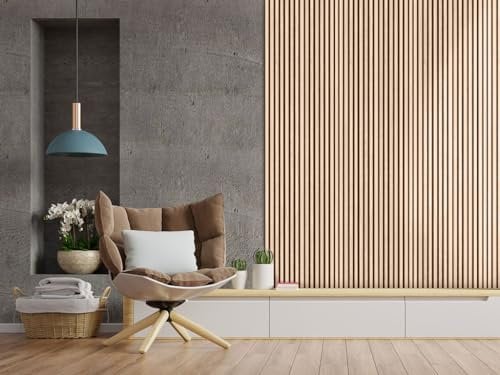 HPFloor Akustikpaneele Holz 240x60|3D Wandpaneele eiche|MDF Lamellenwand|Wandverkleidung innen zur Schalldämmung & Schallschutz|Holzpaneele Wand Filz Schwarz